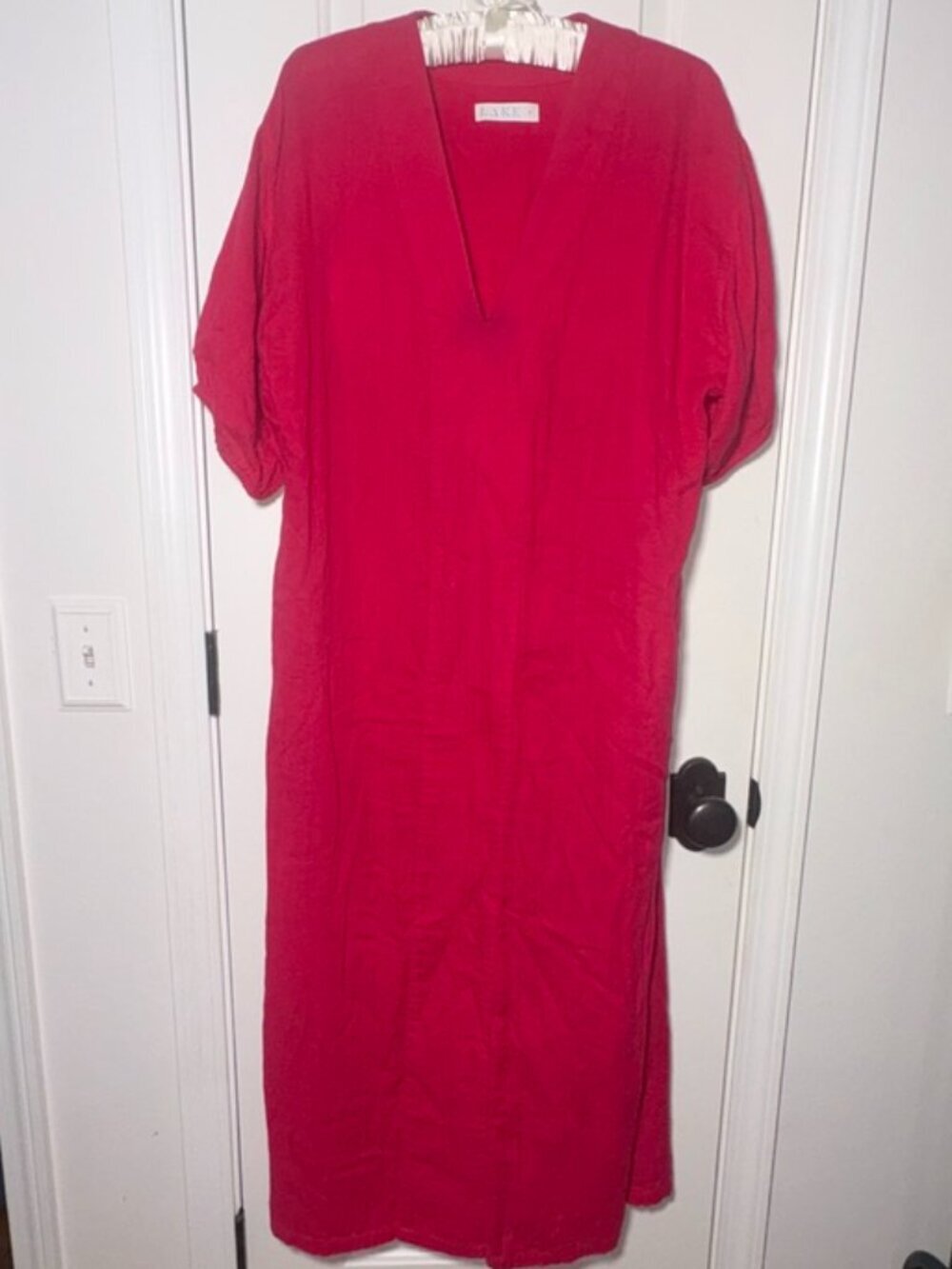 LAKE Gauze Caftan Maxi Dress Heatwave Pink M Light Boho Lagenlook Coastal Travel